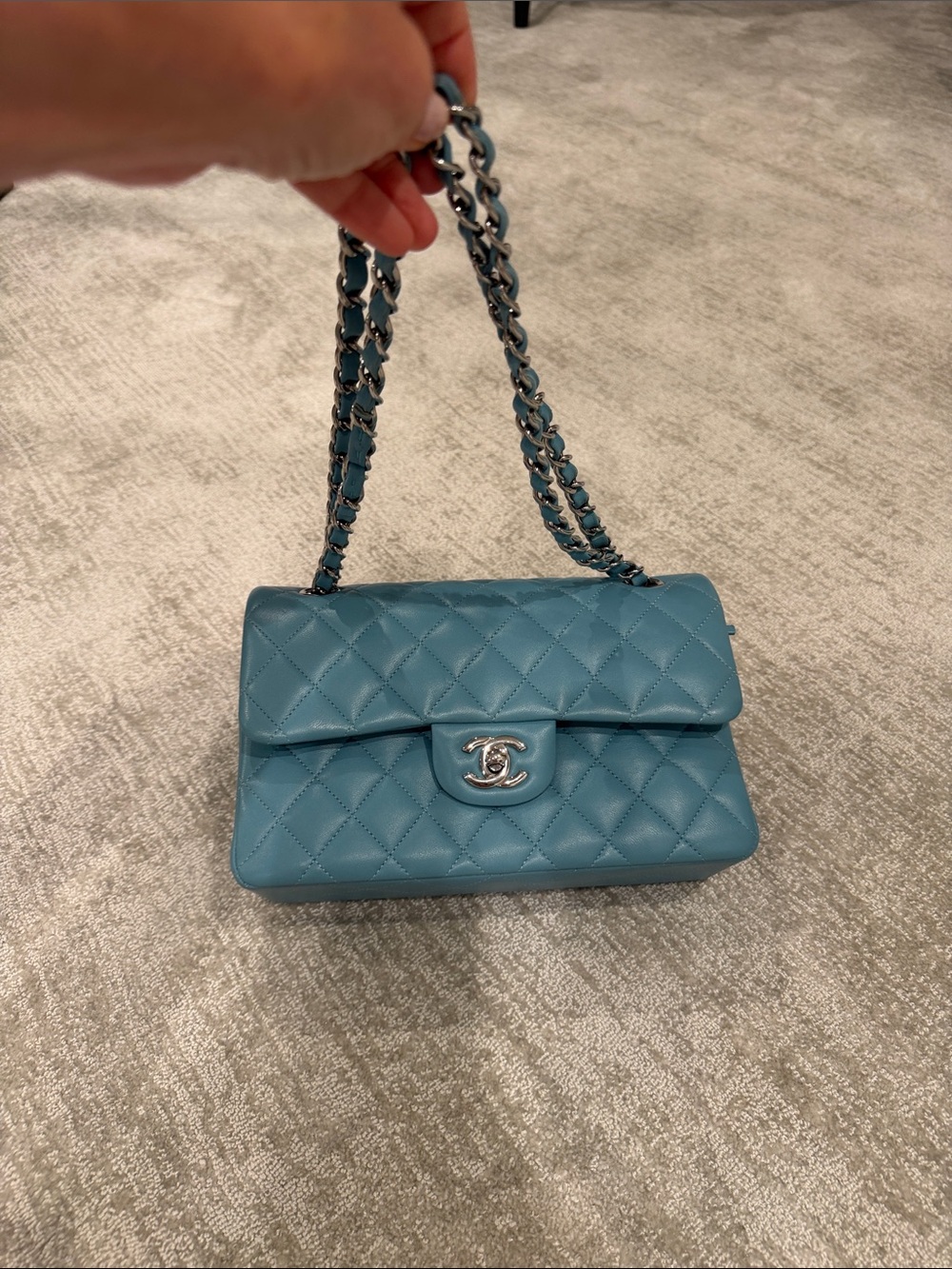 Chanel Quilted Classic Flap Bag in Teal Blue Sz small